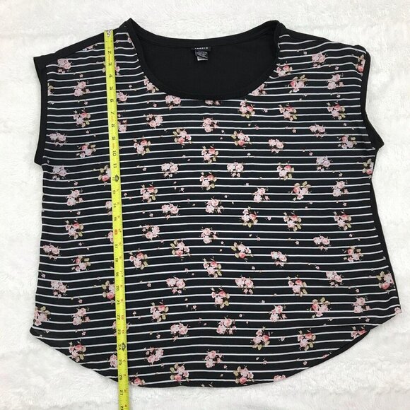 Torrid Floral Stripe Dolman Top 0 Large 12 Short Sleeve Shirt - Picture 6 of 6